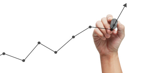 Hand drawing chart, graph stock of growth