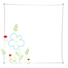 Funny drawing of a wildflower in the corner of the banner.