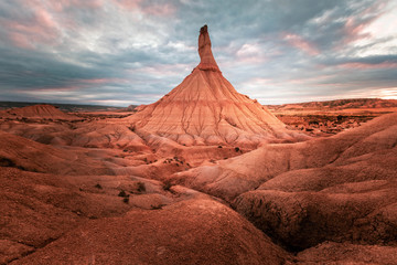 Badlans of Navarre (Bardenas Reales de Navarra) dessert  at the south of Basque Country.