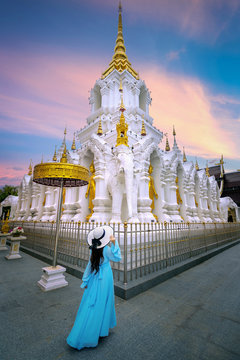 Tourist visiting at Wat Khua Khrae in Chiang rai, Thailand.