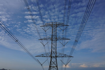 Pylons and transmission lines in Malaysia