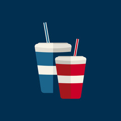 Flat design red and blue drink poster