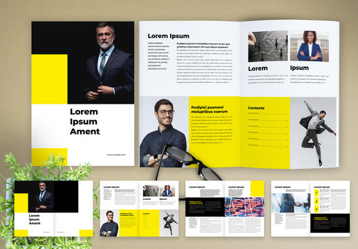 Corporate Brochure with Yellow Accents