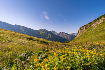 Fototapeta na wymiar Climbing the Karhorn Via Ferrata near Warth Schrocken in the Lechquellen Mountains