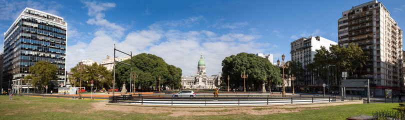 Panoramic view on Congress building and plaza in Buenos Aires, Argentina, 