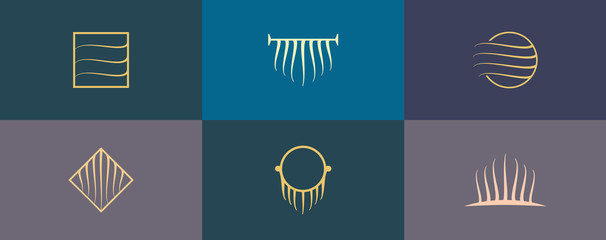 Minimalist and luxury hair salon logo set design template