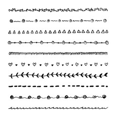 Fototapeta premium Hand drawn collection set of underline. Doodle line design - elements,borders, scribble,strokes.Marker strokes -artistic pen brushes