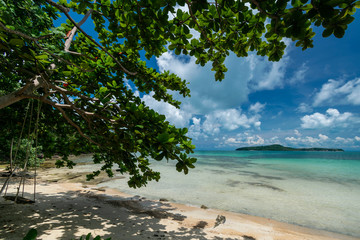 wood swing on beach in koh ta kiev island cambodia