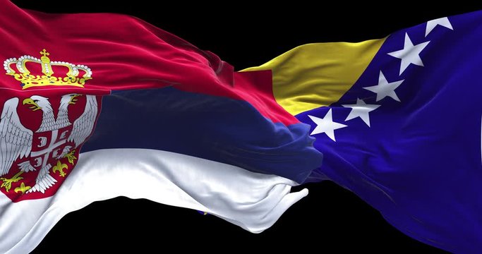Serbia and Bosnia and Herzegovina Flag. Peace Negotiations, Diplomatic Solutions. Conflict Between Nations. Srpska i Bosanska Zastava.