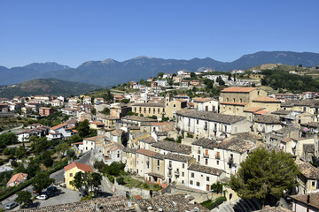Fototapeta na wymiar Panoramic view of Altomonte, a rural village in the mountains of the Calabria region.
