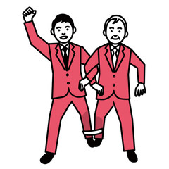 Three legged race by businessman. Vector illustration.