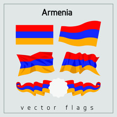 Waving vector flags of Armenia