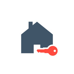 Symbol of the house with key icon. Real estate property, home, house building with key sign