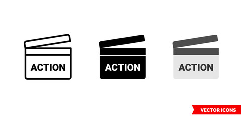 Action symbol icon of 3 types color, black and white, outline. Isolated vector sign symbol.