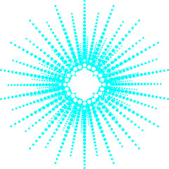Halftone sphere of dots. Blue dots of different sizes on a white background. EPS10 vector.
