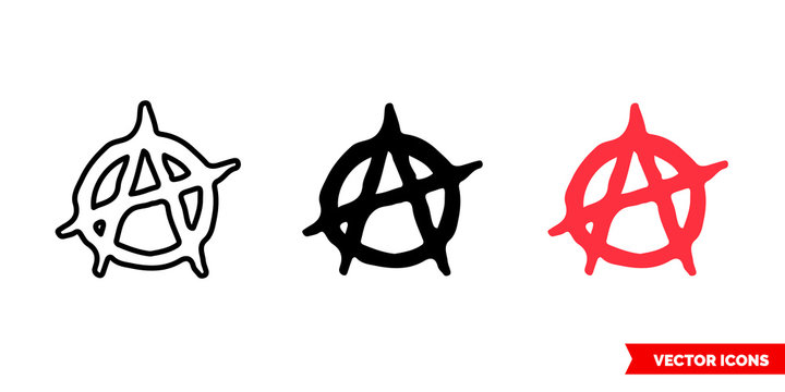 Anarchy symbol icon of 3 types color, black and white, outline. Isolated vector sign symbol.