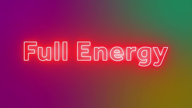 Full Energy Neon Text sign, neon glow color moving seamless art background abstract motion screen 4k