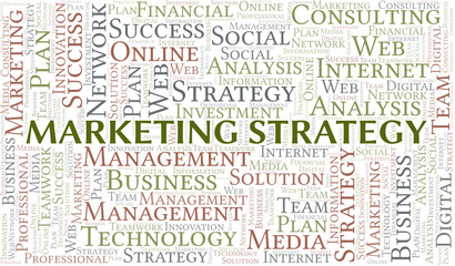 Marketing Strategy word cloud create with text only.