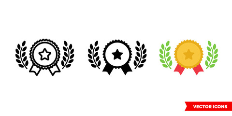 Awards icon of 3 types color, black and white, outline. Isolated vector sign symbol.