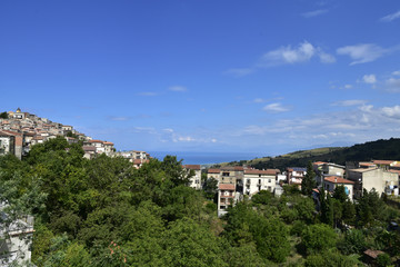 Fototapeta na wymiar Panoramic view of Grisolia, a rural village in the mountains of the Calabria region.