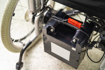 Battery of electric wheelchair for patient or disable people.