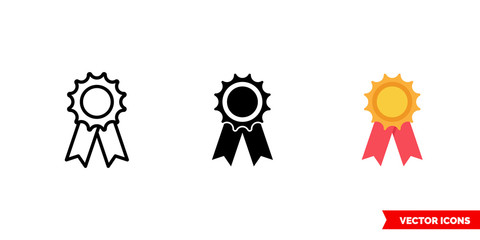 Badge icon of 3 types color, black and white, outline. Isolated vector sign symbol.