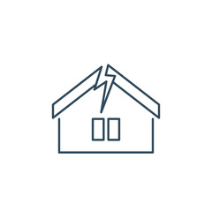 Broken house as illustration of disaster, crisis or divorce icon