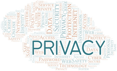 Fototapeta premium Privacy vector word cloud, made with text only.