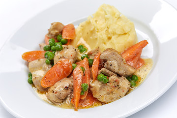 mashed potato with meat and vegetables