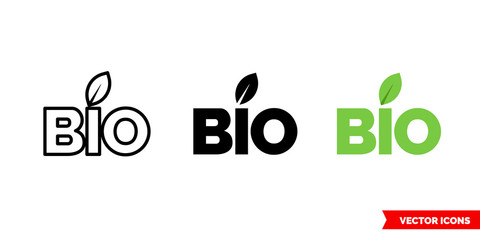 Bio symbol icon of 3 types color, black and white, outline. Isolated vector sign symbol.