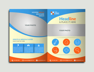 Medical Service Bi Fold Brochure Design. Creative Concept Folded Flyer or Bifold Brochure Vector.