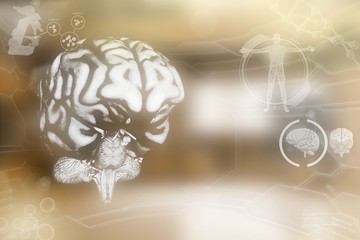 Human brain, cerebrum study concept - very detailed electronic background, medical 3D illustration