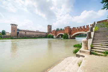 Pont Scaliger, Ponte Scaligero (Ponte di Castelvecchio), Verona, Vérone, Vénétie, Italie