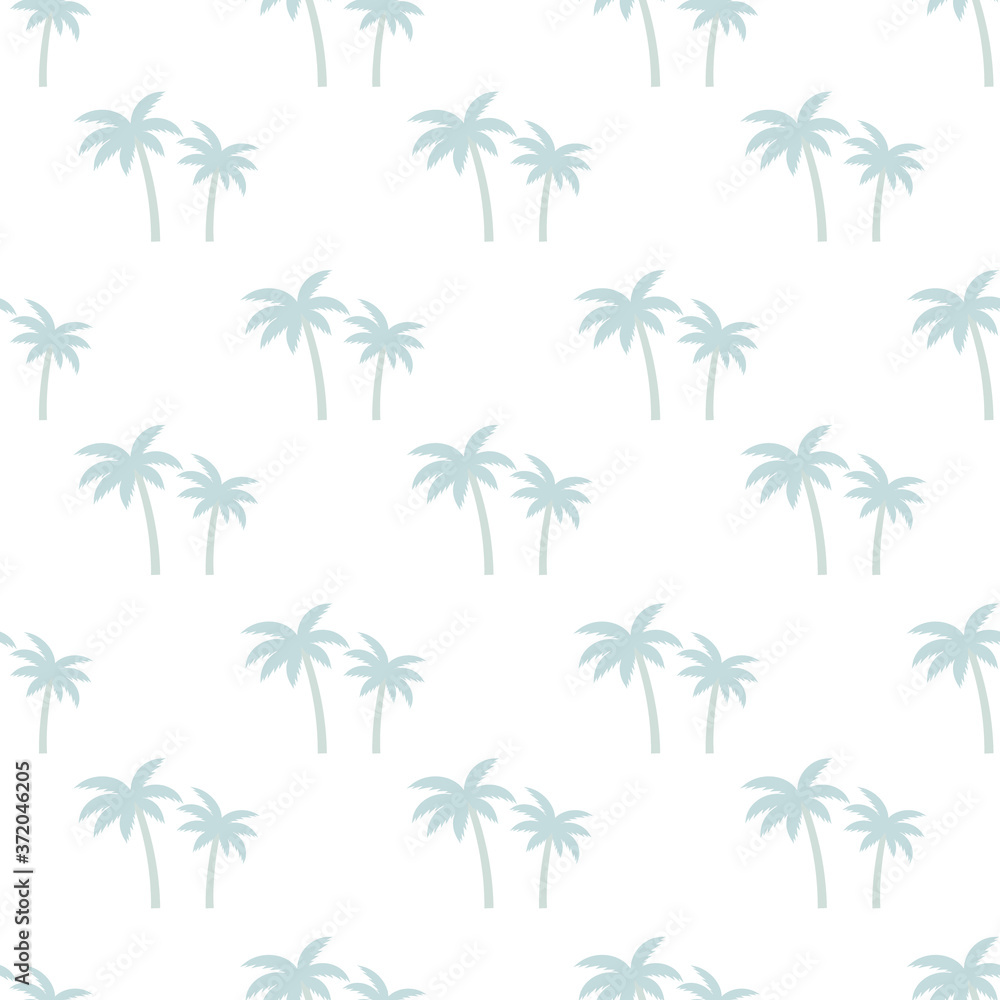 Poster seamless palm tree blue pattern texture. palm tree print vector illustration background.
