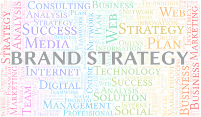 Brand Strategy word cloud create with text only.