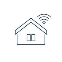 Smart home icon. Wireless house sign. Home automation app symbol. Home control vector logo template, house logo, wifi emblem, internet services mobile application, signalling system theft protection.