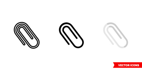 Clip icon of 3 types color, black and white, outline. Isolated vector sign symbol.