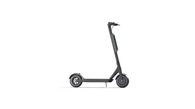 Blank black electric scooter with banner mockup, looped rotation