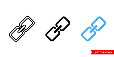 Connect link icon of 3 types color, black and white, outline. Isolated vector sign symbol.