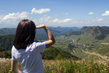 girl, view, village, enjoy, travel, mountains, young adult, outdoors, blue sky, inspiration, joyfully, teenager, instagram, romantic, adventure, view of, daylight, freedom, mountains, beautiful, mount