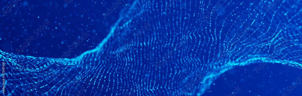 Poster wave 3d. wave of particles. abstract background with a dynamic wave. equalizer for music. big data v