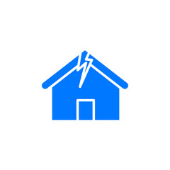 Broken house as illustration of disaster, crisis or divorce icon