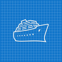 Blue banner with cruise ship icon