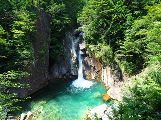 Beautiful Waterfall in Japan (Kakizore Gorge in Kiso)　木曽　柿其渓谷　牛ヶ滝