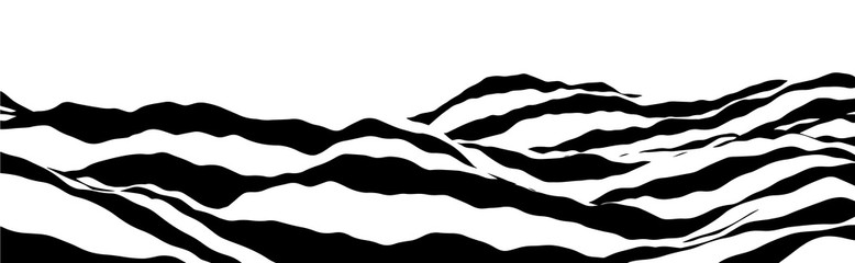 Optical illusion wave. Abstract 3d black and white illusions. Horizontal lines stripes pattern or background with wavy distortion effect. Vector illustration.