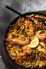 Spain rice dish - seafood paella 
