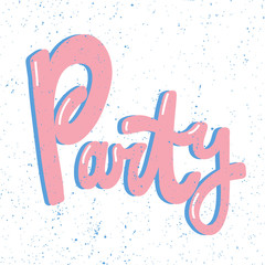 Party. Placard template with calligraphic design flat design elements. Retro art for covers, banners, flyers and posters. Eps vector illustration