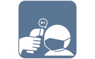 赤外線体温計を使って額で熱を測るイラスト