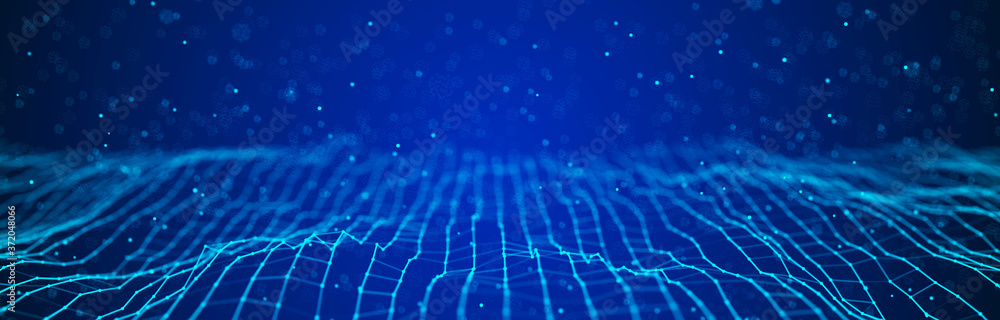Poster wave 3d. wave of particles. abstract background with a dynamic wave. equalizer for music. big data v