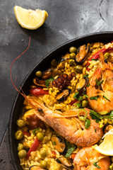 Spain rice dish - seafood paella 